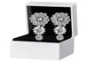 Sparkling Daisy Flower Trio Stud Earrings Original Box för 925 Sterling Silver Pendant Earring Women Wedding Jewelry Set4359671