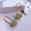 Boucles d'oreilles Stud Top Quality Silver 925 Hooks for Lady Ear Accessories Fashion Jade Heart Drop Women Jewelry