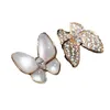 Original brand 925 sterling silver Van white shell butterfly ring plated with 18K rose gold opening double exquisite high version