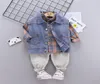 2021 New Born Spring Boy SetS Shirt Shirt Denim Veste Pantal