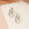 Stud Earrings Korean Fashion Retro Twisted Wrap Metal Geometric Oval For Women Simple Silver Gold Color Christmas Party Gifts Jewelry