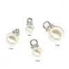 Charms 20pcs 8-14 mm weiße Imitation Perlenkunstperlen Anhänger mit Strassstein für DIY-Ohrringe Halskette Schmuck Schmuck