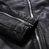 Herrjackor Autumn Winter Leather Jacket män står krage smal fleece varm pu modemotorcykel kausal moto cyklistrockar mens