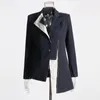 Женские костюмы VGH Hit Color Patchwork Patchwork Asymmetrical Blazers для женщин с надрезанными воротниками.