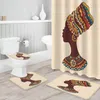 Duschgardiner Etnisk afrikansk kvinna Vattentät badrumsgardin Bad toalett täckmatta matta set hemtillbehör