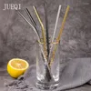 Drinking Straws Juiqi 304 Salto de aço inoxidável de metal de alta qualidade reutilizável com escova de limpeza e bolsa de armazenamento