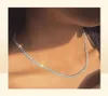 High Quality Cz Cubic Zirconia Choker Necklace Women 2Mm m 5Mm Sier 18K Gold Plated Thin Diamond Chain Tennis Necklace21016296034