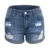 Женские шорты Женская мода, разорванная высокой талией, джинсовая джинсовая винтажная дыра лето повседневные карманные короткие джинсы, женские брюки
