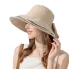 Women Summer Folding Bucket Hat for Beach Holiday Lady Spring Striped Bowler for Outdoor Sunscreen Elegant Sun Protection Cap 240409