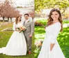 Modest 2017 Lace And Satin Wedding Dresses With 34 Long Sleeves Pocket Garden Bridal Gowns Plus Size Custom Made EN103065768065