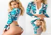 SXL Print Floral Long Sleeve Swimwear Women Bikini Crop Top Surfing Beachwear Brazilian Tankini Swimsuit Swim Suits women Biquni8116893
