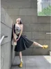 Юбки в корейском стиле повседневная клетчатая клетчатая юбка с высокой талией плиссированный колледж айнин