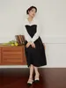 Casual Dresses DUSHU Large Size Tulip Skirt Double Version Dress For Women Black And White Splicing Slim Spring Style Commuter Female