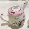 Mokken schattige cartoon panda moeder en kind keramische mug mode roze binnenwandbeker