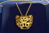 18K Gold Bated Leopard Head Sweater Colares de corrente longa para mulheres Designer Goldcolor Colares de colar de cobre Pantera com verde 8746508