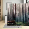 Shower Curtains Autumn Woods Curtain Sunlight Inject Forest Natural Landscape Scenery Printing Pattern Waterproof Bathroom Washable Hook