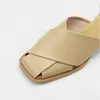 Slippers Vichelo Cow Leather Square Toe Chunky Heel Slingbacks Mules Beknopte stijl strandschoenen kantoor dame casual buiten