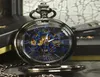 Tiedan Blue Steampunk Scheletro Meccanico Orologio tascabile Meccanico Uomini antichi marchi di lusso Collana tasca da tasca orologi Maschio Orologio maschio 2204092267
