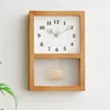 Wall Clocks Japan Style Retro Clock Living Room Hanging Swing Walnut Solid Wood Decoration Desk Home Decor