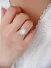 Cluster Rings 2024 European And American S925 Sterling Silver Natural Stone Diamond White Opal Fashion Ring For Women