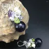 Boucles d'oreilles en peluche ljhmy péridot naturel amethyste Crystal Crystal Perle Perle Boucle d'oreille en argent sterling Bohemian Chandelier