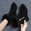 Bottes 2024 automne d'hiver pour femmes neige noire noire coton-padded en peluche élégante chaude pour femmes botas mujer Q445