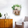 Decorative Flowers Spring Summer Hanging Wreath Hydrangea Rattan Flower Basket Bowknot For Indoor Outdoor Window Front Door Wall