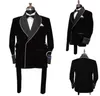 Black Red Velvet Mens Tuxedos Long Jacket Groom Party Prom Wedding Coat Business Wear Outfit One Suit6570058