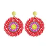 Boucles d'oreilles en pente de riz perle cristal ronde rond.