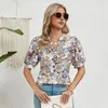 Blouses pour femmes Top Top Casual V-Weck Tee Shirt Sellish With Graphic Print Loose Fit TUNIC POUR VACACE PART
