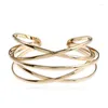 Bangle Cuff Open Metal Bracelets Bangles For Women Gold Silver Color Hollow Geometric Jewelry Femme Vintage Pulsera Gift