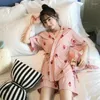 Домашняя одежда 2024 Лето японская хлопковая кимоно пижама устанавливает женщины Pure Yukata Lounge Night Suit для Pijamas Plus
