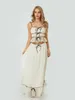 Arbeitskleider Frauen Sommer 2 -teiliges Urlaub Outfit Krawatte Front Crop Camisole Boho Flowy Maxi Rock Set passend y2k Strandwege