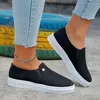 Casual Shoes Women's Sneakers Fashionable Canvas Slip On Vulcanized Round Toe Solid Color Platform Walking Shoe Zapatilla Mujer