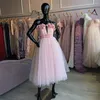 Abiti per feste Bridalaffair chic blush rosa ballo applique abito da sera lussureggiante da abiti formali fatti a mano senza maniche