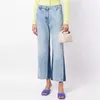 Women's Jeans Pants 2024 Autumn Korean Fashion Contrast Panel Vintage Washed Pure Cotton Wide Leg Y2k Trousers