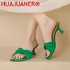 Slippers 2024 Sandals anti-deslizamento feminino Summer Cross Cross High Heels Square Toe Fashion Ladies Open Casual