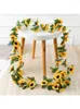 Dekoratif Çiçekler 2 Paket 7.55ft Yapay Ayçiçeği Çelenk Asılı Asma Askılar Oda Mutfak Bahçesi Düğün Kemeri Parti Açık Dekor