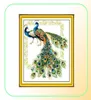 Lucky Peacocks Birds Handmade Cross Stitch Craft Tools Brodery Needwork Set Counted Print på Canvas DMC 14CT 11CT4911240