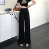 Women's Pants Elastic Waist Pleated Solid Casual Bohemian Fashion Straight Hipster Clothing Wide Leg Temperament Ity E106