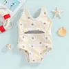 Kadın Mayo Bebek Kız Yaz Çiçek Baskı Düğüm Kesme Kolsuz Monokini Mayolar için Toddler Banyo Moda Takımları Plaj Giyim