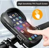 Borsa per manubrio Wolfilist Bike Accessori per biciclette anteriore impermeabili con pioggia con copertura per pioggia a pioggia solare TPU Sensibile touch screen compatibile con i telefoni da 6,5 "