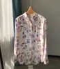 Blusas para mujeres Birdtree Sand Wash Lapa estampado Elegante Moda 2024 Spring Loose Gentle Top 18 mm Camisa de seda real para mujeres T41602QC