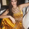 مصمم نسائي فستان منسوج يدويًا مع الذهب الإناث الماس
