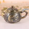 Decorative Figurines Chinese Tea Set Highend Retro Bronze Teapot Dinnerware Water Container Dragon And Phoenix Pattern Coffee Table