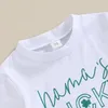 Ensembles de vêtements pudcoco bébé bébé garçons garçons 2 pièces tenue à manches courtes Crew Letters T-shirt imprimé avec un pantalon long 0-3T