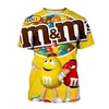 Cartoon M Ms Chocolate Bean Graphic Short Sleeve O-Neck T-shirt 3D Tryckt Hip Hop Mens Clothing for Children Y2K TOPS 240409