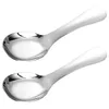 Cuillères 2 pcs Enfants en acier inoxydable cuillère au service de grandes sauce accessoires à la maison en métal ustensiles de soupe