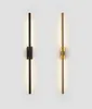 حديث أنبوب خطي بسيط مصباح الجدار لأسفل لأسفل خلفية مقابل جدار الضوء LED Bedside Poyer Corridor Black Gold LED SCONCE 218566451