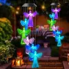 Decoratieve beeldjes Kerstmis hanger LED Wind Lange Bijzen betoverende zonne-aangedreven engel Waterdichte licht Auto aan/uit Garden